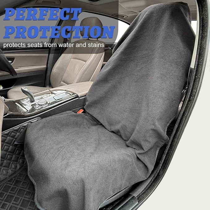 Car Front Seat Cover: Waterproof & sweatproof, fits all cars/SUVs/trucks. Ideal for gym, sports & beach. 3-layer non-slip, easy machine wash. Shields seats from stains & wetness. (Black, 2Pcs)