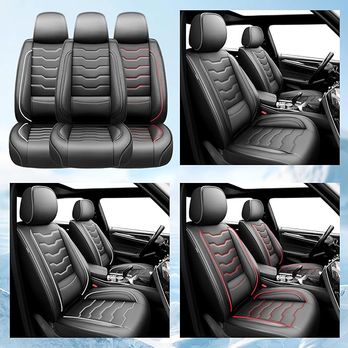 Fit Sonata Car Seat Covers Premium Leather for Hyundai Sonata 2007-2025 2026. Waterproof， Breathable, Scratch-Resistant & All-Weather Seat Cushion Protector（Full Set,Black