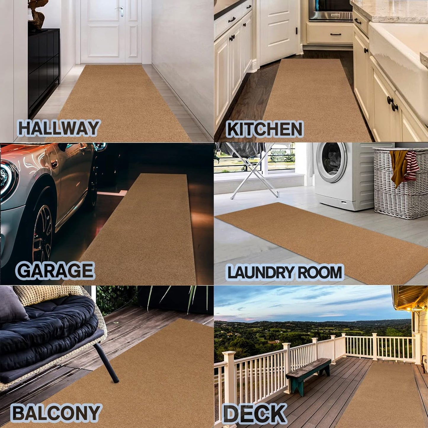 Custom Size Backed Non-Slip Area Rugs Runner, Easy Clean, Waterproof Runner Rugs for Hallway Entryway, Kitchen, Laundry, 3FT x 69FT, Beige