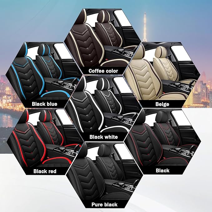 CTDS Car Seat Covers for Chevy Trax 2015-2026, Stylish Sport Seat Cover, Premium Nappa Leather Car Seat Cover. Automobile Seat Covers Sets.(Standard 5 Seats/Pure Black)