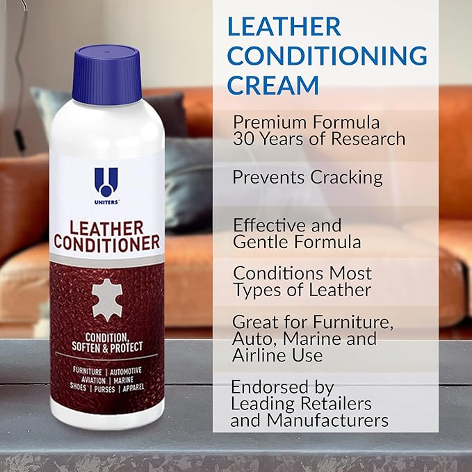 UNITERS Leather Cleaner and Conditioner Foam Solution Cream Bundle, for use of Leather Furniture, Car Interior, Apparel, Boots, Shoes, Bags, and More
