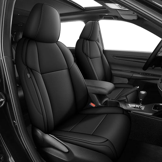 AOMSAZTO Custom Fit RAV4 Seat Covers for Toyota RAV4 LE 2013 2014 2015 2016 2017 2018 (NOT for Hybrid) - Full Set Faux Leather (Black)