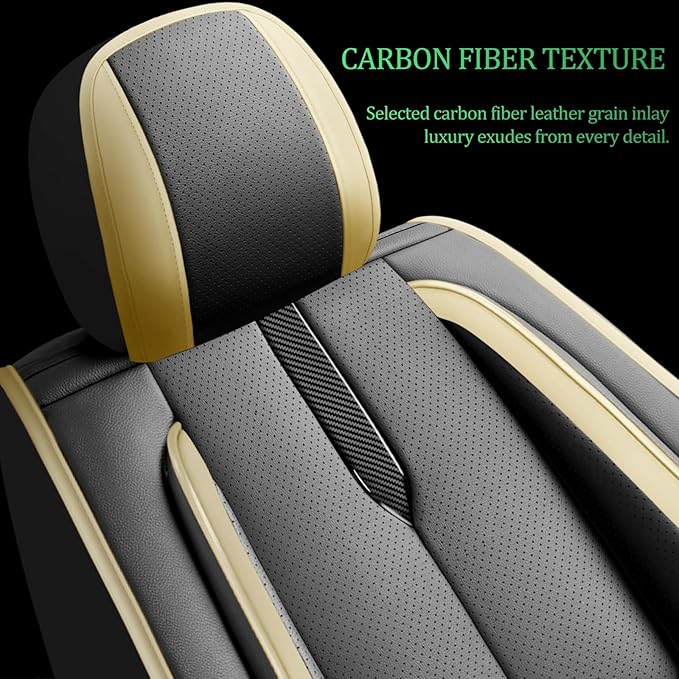 Fit Venue Car Seat Covers for Hyundai Venue 2020-2025 2026-Upgraded Premium Waterproof & Breathable Leather,Airbag Compatible,All-Weather Seat Cushion Protector,2 Front/Black-Beige