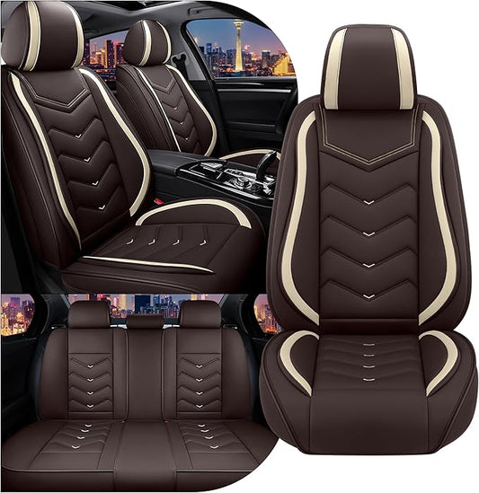 CTDS Car Seat Covers for Chevy Trax 2015-2026, Stylish Sport Seat Cover, Premium Nappa Leather Car Seat Cover. Automobile Seat Covers Sets.(Standard 5 Seats/Coffee Color)