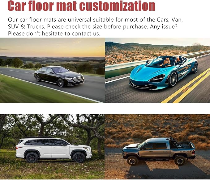 Custom Personalized Floor Mats for Cars，Luxury Full Coverage All Weather Car Floor Mats，Anti-Slip Leather Car Mat Set ，Custom Floor Mats for 99% of Cars, Trucks & SUVs (red White)