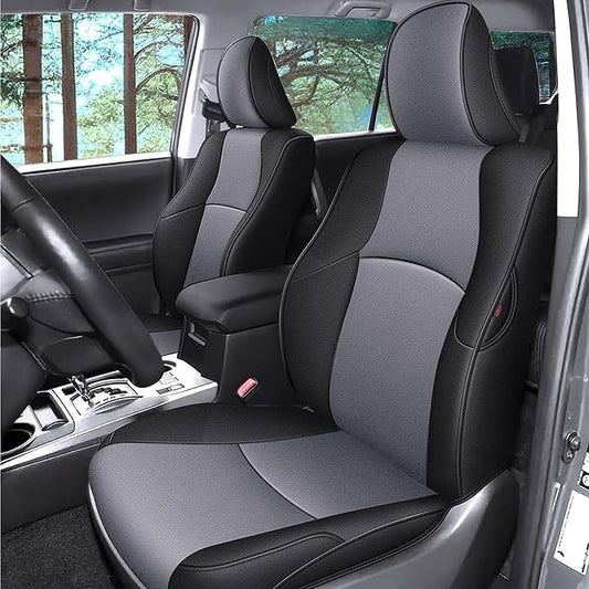 AOMSAZTO Custom Fit Seat Covers for Toyota 4runner: 7Seats 2011 2012 2013 2014 2015 2016 2017 2018 2019 2020 2021 2022 2023 2024 Leather Car Seats Cover Full Set for 4Runner 7 Seaters Black&Gray