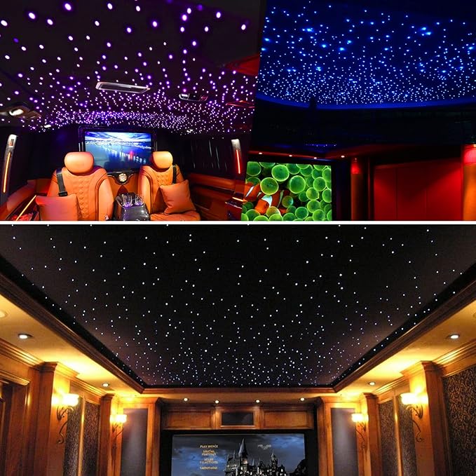 CHINLY Twinkle 570pcs 9.8ft (0.03in+0.04in+0.06in) Starlight Headliner Fiber Optic Lights kit,Music Mode Bluetooth APP Control Remote,RGBW Twinkle Star Lights for Star Headliner/Home Ceiling/Theater
