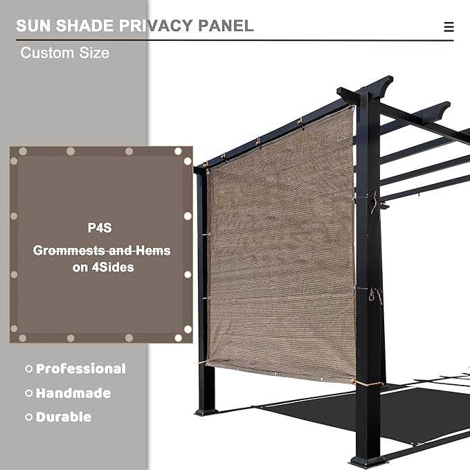 Alion Home Sun Shade Privacy Panel with Grommets and Hems on 4 Sides for Patio, Awning, Window, Pergola or Gazebo - Mocha Brown (10' x 7')