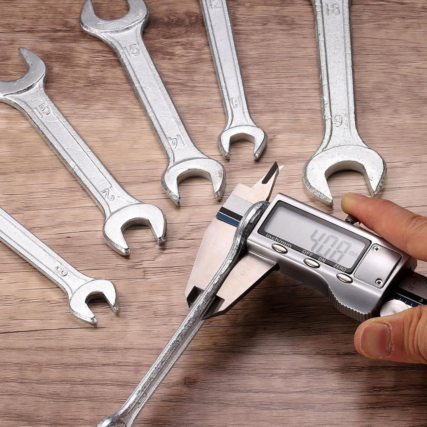 HARFINGTON 5pcs Double Open End Wrench 10mm x 14mm Metric 15 Degree Offset Angle Small Flat Head Wrench Galvanizing Open Ended Spanner for Automotive Repair Furniture Assembly