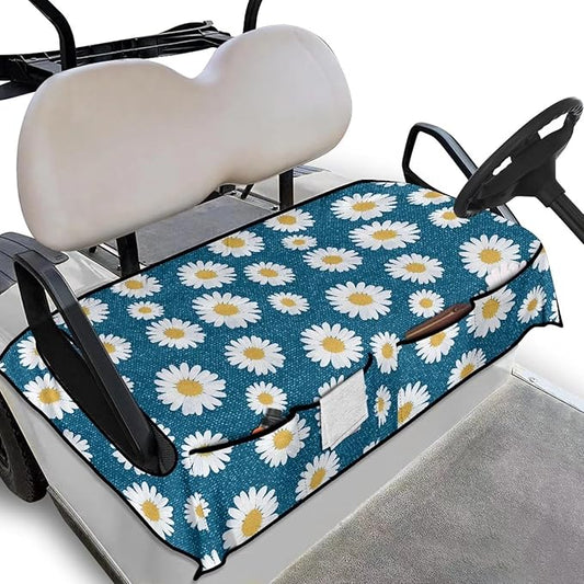 Biyejit Golf Cart Seat Covers with 4 Pockets Golf Cart Seat Towel Blanket Fits 2-Seat Golf Carts, Golf Cart Accessories