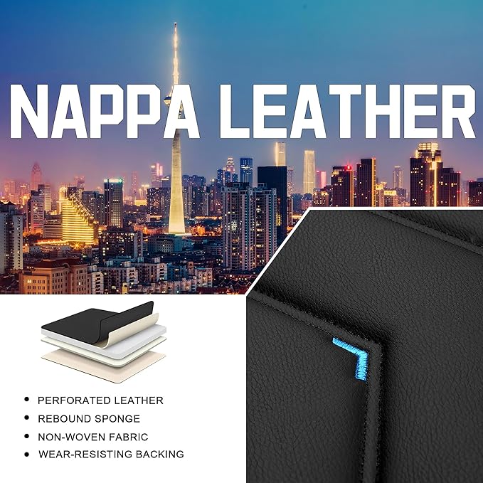 CTDS Car Seat Covers for Chevy Trax 2015-2026, Stylish Sport Seat Cover, Premium Nappa Leather Car Seat Cover. Automobile Seat Covers Sets.(Luxury 5 Seats/Black Blue)