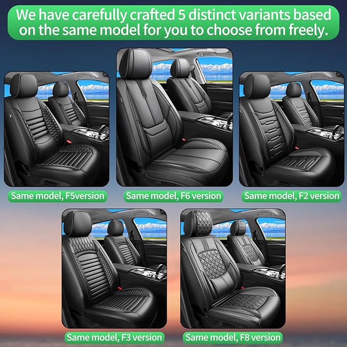 Fit HRV Car Seat Covers for Honda HR-V 2016-2024 2025 2026 - Upgraded Premium Waterproof & Breathable Leather, Airbag Compatible, All-Weather Seat Cushion Protector (2 Front/Black)