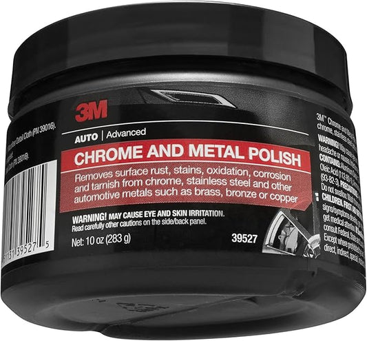 3M Chrome and Metal Polish, 39527, 10 oz, Used on Wheels, Trim and Bumpers, for Automotive