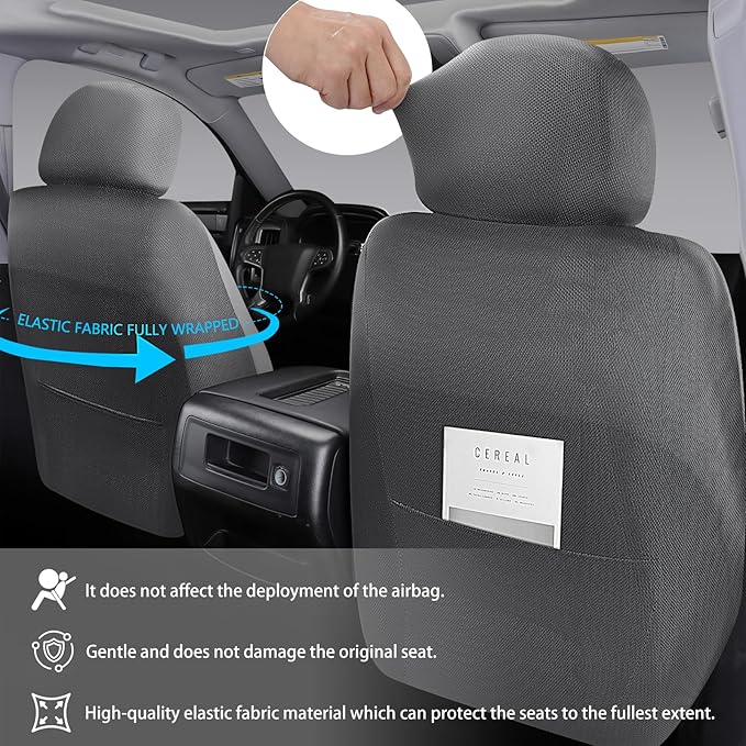 Full Coverage Leather Car Seat Covers Full Set,Waterproof Seat Covers for Cars,SUVs Trucks, Car Seat Cushion,Car Seat Protector with 5 Seats (Grey, Full Set(Front and Rear-5 Seats))