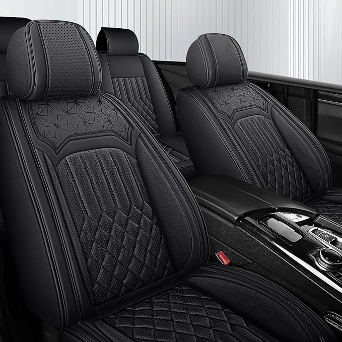 Car Seat Covers for Genesis GV70 2022-2025 2026, Full Set Premium Nappa Leather Waterproof Breathable Anti-Slip Airbag Compatible Car Seats Protector, Soft Car Interior Seats Cover (Black)