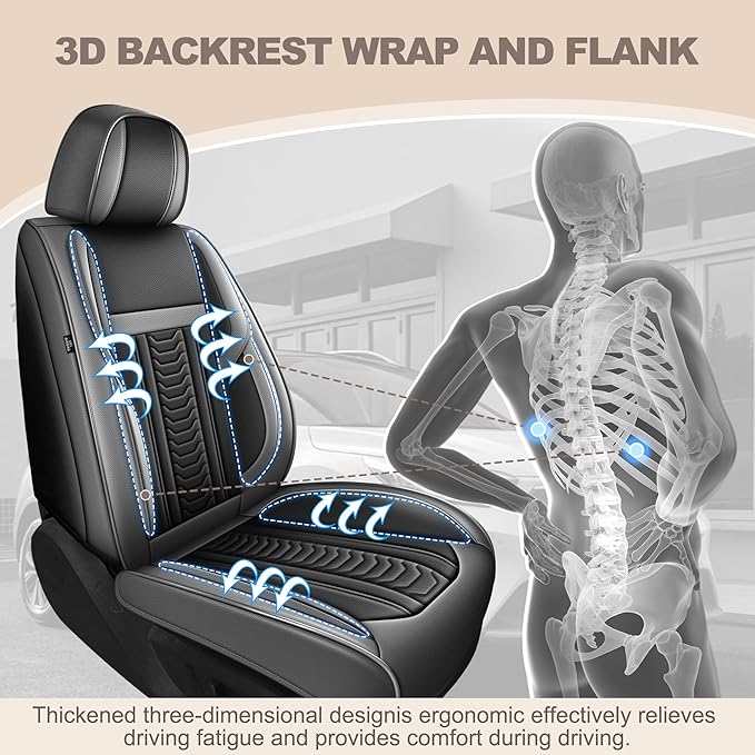 TTX LIGHTING for Honda HR-V 2016-2026 Seat Covers: Waterproof Leather Seat Protector with Airbag Compatible (2 Front Seats,Black&Gray)