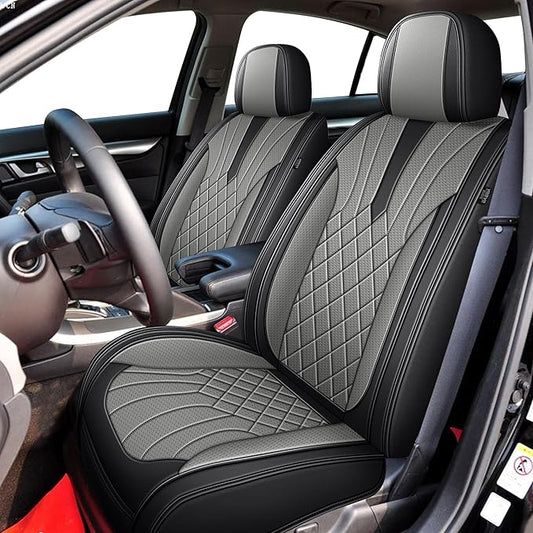 Car Seat Covers Front Pair for Acura TL 2004-2014: Breathable Perforated Leather Seat Cover (Black&Grey)