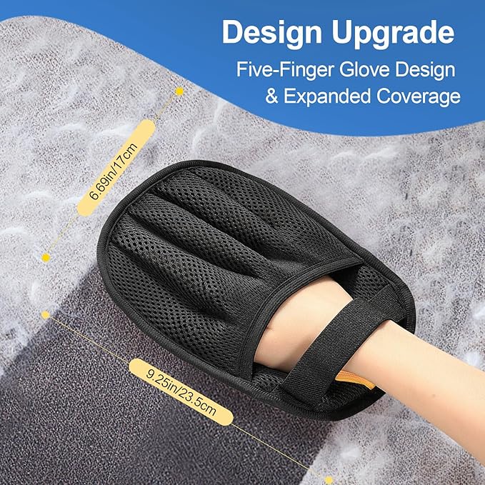 Pet Hair Removal Glove for Cats & Dogs, Upgraded Five-Finger Electrostatic Pet Hair Glove, Reusable Magic Brush Pet Hair Remover Tool for Laundry, Couch, Carpet, Car Seat