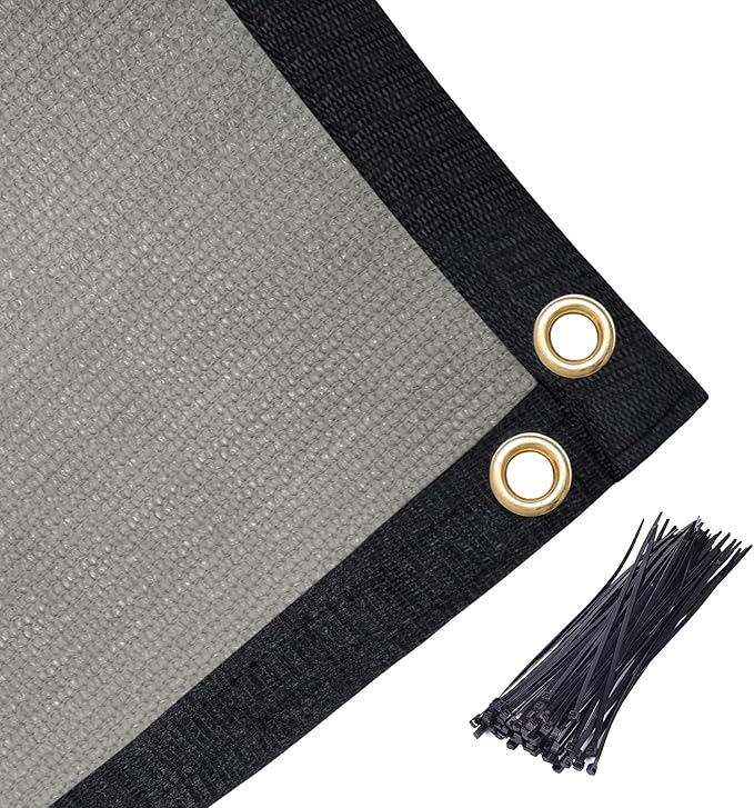 Amagenix 90% Shade Fabric 16'X 19' Gray Sun Shade Cloth with Grommets for Pergola Replacement Shade Cover Canopy, Heavy Duty, Cable Zip Ties Included (We Customized)