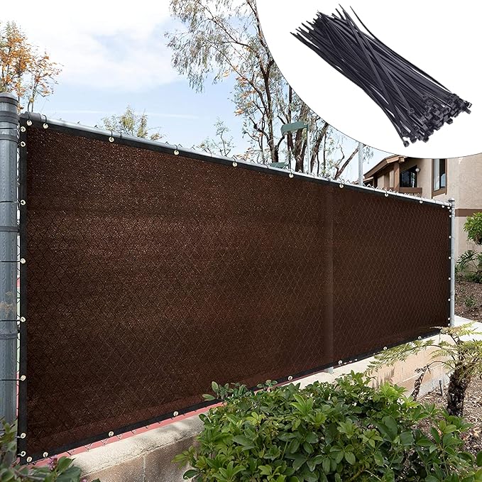 Royal Shade Custom Size 5' x 108' Brown Fence Privacy Screen Windscreen Cover Netting Mesh Fabric Cloth - Cable Zip Ties Included (We Make Custom Size)