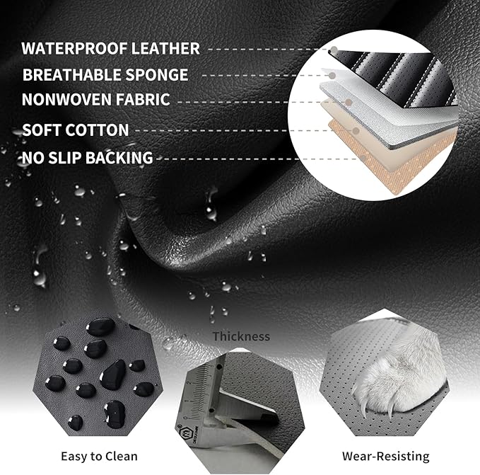 Car Seat Covers Full Set Fit for Toyota Corolla 2000-2026, Premium Faux Leather Car Seat Protector, Breathable, Anti-Slip, Comfortable & Durable (Black&White,Full Set)