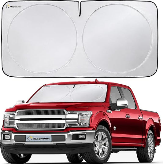 Magnelex Car Windshield Sunshade | Advanced Light-Blocking Protection | Foldable Sun Shade with Mirror Cut-Out Keeps Your Vehicle Cool | Fit for Cars, Trucks, and SUVs | XLarge (66 x 36 in)