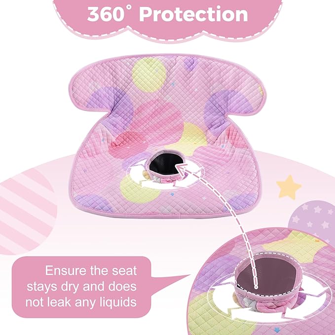 Piddle Pad Car Seat Liner, Waterproof Soft Car Seat Protector for Potty Training, Travel-Friendly Baby Toddler Carseat Cover, Machine Washable Liner for Spills, Potty Accidents (Pink)