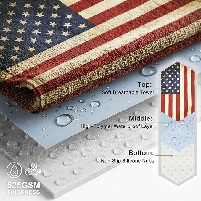ZIMABLUE 1-Pack American Flag Car Seat Towel Protector - Waterproof & Sweatproof Seat Cover for Post-Gym, Beach, Yoga & Sports - Non-Slip Universal Fit for SUV, Sedan - Machine Washable