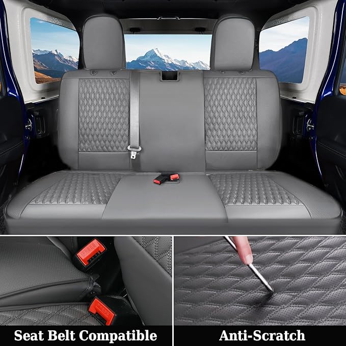 Coverado JK Seat Covers 4 Door Fullset for Jeep Wrangler, Waterproof Leather Car Seat Protector for Truck Automotive Seat Custions Custom Fit for 2013-2017 Jeep Wrangler Full Coverage(Gray)
