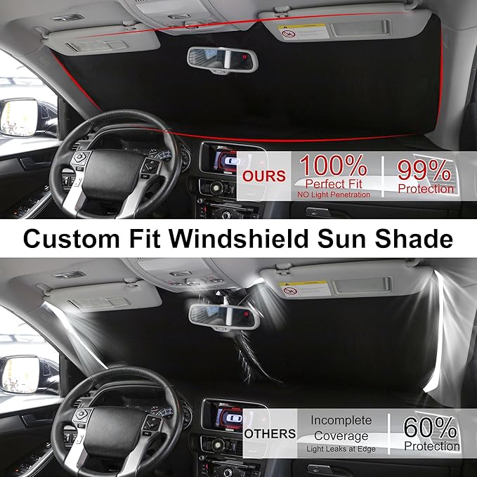 Windshield Sun Shade Compatible with 2019-2024 2025 2026 Chevrolet/Chevy Silverado 1500 Accessories Regular Cab, Crew Cab, Double Cab 2Dr 4Dr Window Sunshade