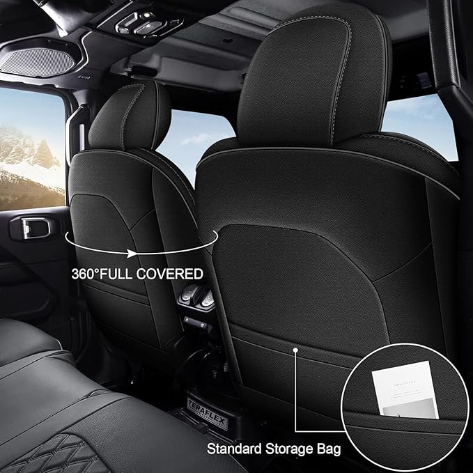 AOMSAZTO Seat Covers for Jeep Wrangler JK: 2011 2012 4-Door Leather Car Seat Covers Full Set