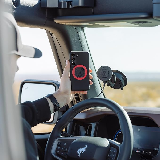 Quad Lock Heavy Duty Suction Car Phone Mount with MAG Phone Case and MAG Wireless Charging Head for iPhone 13 Pro