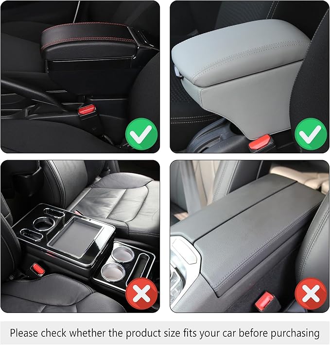 Stylish Car Center Console Cover,PU Leather Car Armrest Cover Prevent Scratches on Center Console,Universal Car Armrest Cushion Car Accessories Interior for Car SUV Truck (Burgundy)