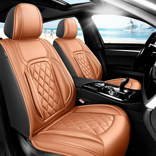 Fit HRV Car Seat Covers Compatible with Honda HRV 2016-2025 2026, Premium Leather Breathable, Wear Resistant, Airbag Compatible, All-Weather Protection & Full Coverage, Full Set Brown