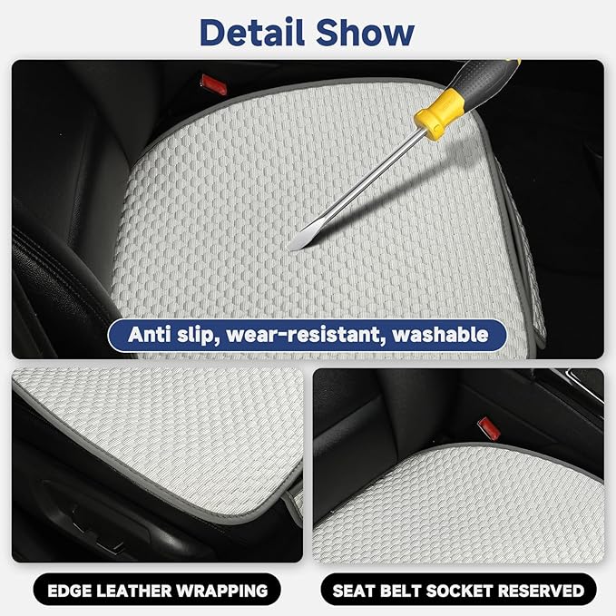 West Llama Car Seat Covers Full Set,Ice Silk Bottom Seat Covers for Cars Include 1 Pair Front Driver Seat Pad Mat and 1 Rear Bench Cover for SUVs,Cars,Sedans(3PC-White)