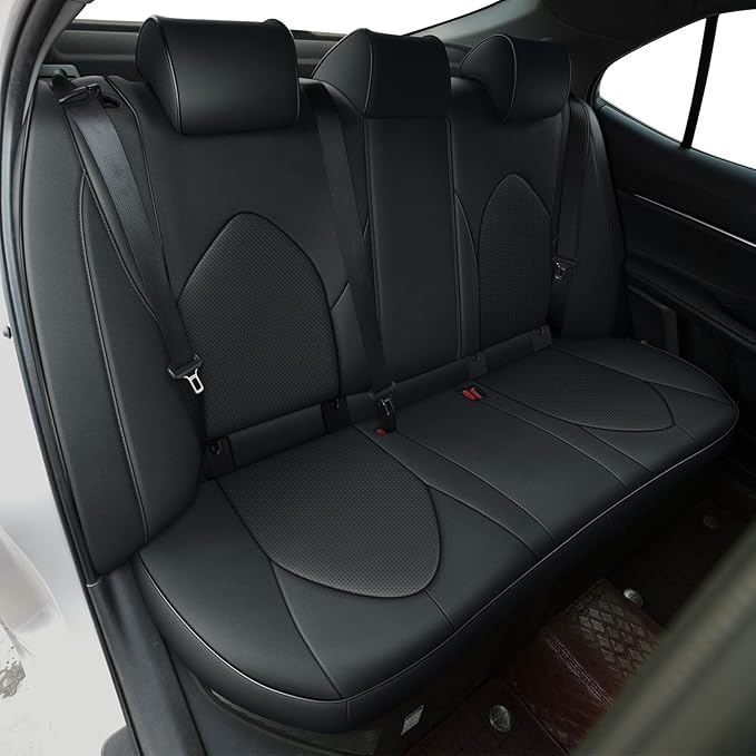 AOMSAZTO Custom Fit Seat Covers for Toyota Camry 2020 2021 2022 2023 2024 (SE,LE,SE Nightshade) Faux Leather Camry Seat Protector Full Set Black