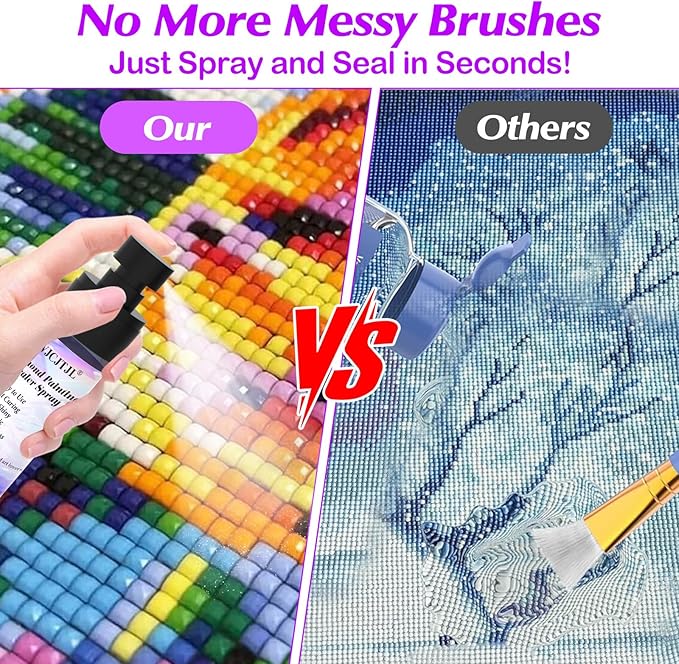 Upgraded Diamond Painting Sealer Spray - 30 Minutes Quick Dry Diamond Art Sealer Glue, Keep Diamond Art Fixed and Shiny, Diamond Art Accessories and Tools, Easy to Use, No Brush Needed (2 Pack)