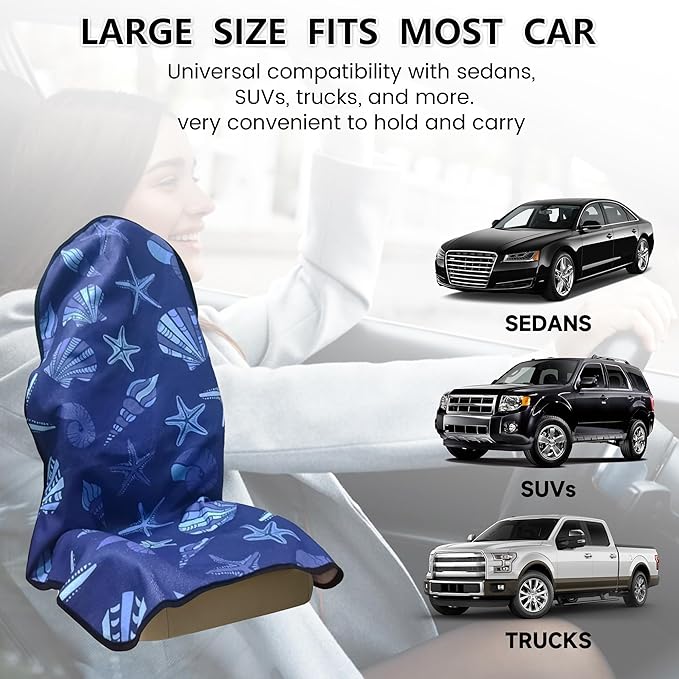 Car Seat Covers 2pcs Waterproof Towel Car Seat Cover Universal Fit for Most Trucks SUV Fitness Athletes Pets Gym and Water Sport，Conch Shells Starfish