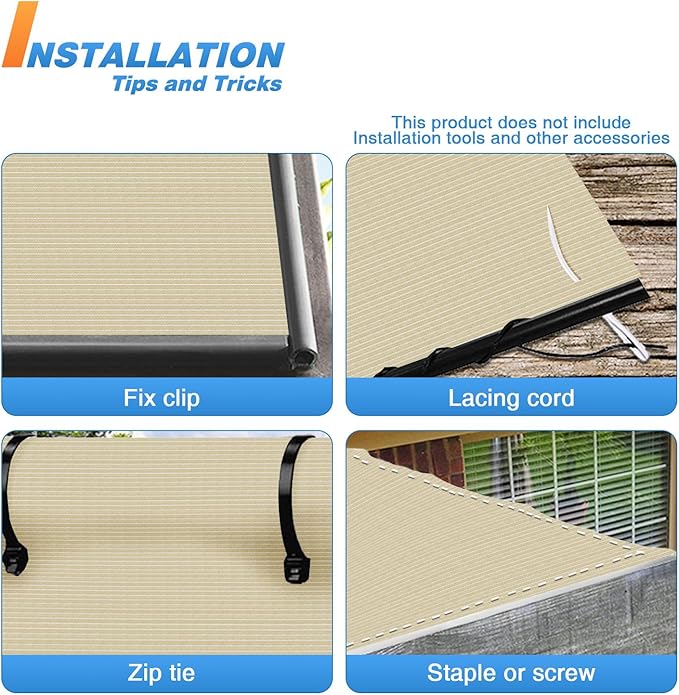 TANG Sun Shade Fabric Roll 8'x15' Shade Cloth for Garden Beige HDPE Mesh Shading Pergola Cover Replacement Canopy, 95% Blockage Sunshades for Outdoor Patio Backyard Plant
