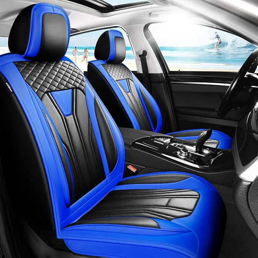 Fit HRV Car Seat Covers Compatible with Honda HRV 2016-2025 2026, Premium Leather Breathable, Wear Resistant, Airbag Compatible, All-Weather Protection & Full Coverage, Full Set Blue&Black