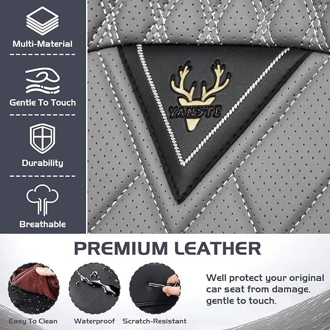 Truck Seat Covers for Chevy Silverado 2500 2007-2026, Waterproof Premium Leather Full Coverage Car Seat Cover, Muscle Sport Style Auto Interior Seat Cover Sets (Full Set/Black Gray)