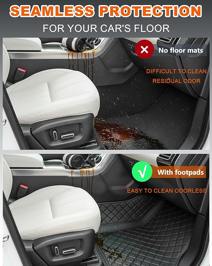 All-Weather car Floor MATS-Suitable for 99% of car Models,Leather car mat, offering Personalized Embroidery and Multiple Color Options,Provide Protection for car Rug (Dark Brown)