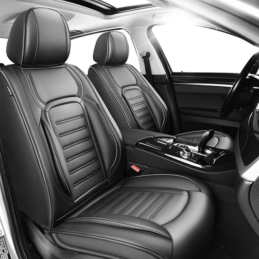 Fit HRV Premium Leather Car Seat Covers Compatible with Honda HRV 2016-2025 2026, Breathable, Wear Resistant, Airbag Compatible, All-Weather Protection & Full Coverage, 2 Front Seat Black