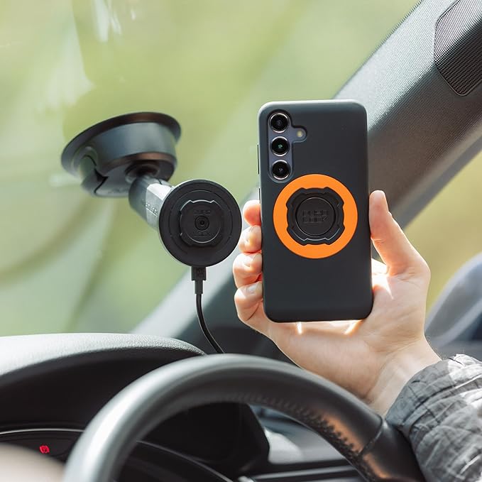 Quad Lock Heavy Duty Suction Car Phone Mount with MAG Phone Case and MAG Wireless Charging Head for iPhone SE (3rd, 2nd Gen), 8