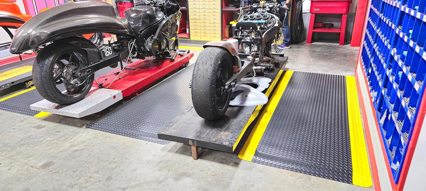 Rhino Mats, American Classic Diamond Anti-Fatigue Mats, Industrial Ergonomic Comfort Standing Mat for Work, Home, Garage, Office, Kitchen or Anywhere (Black/Yellow 1" Thick, 2 FT. x 4 FT.)