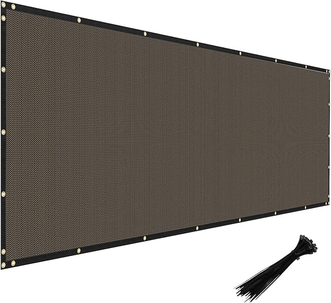 Windscreen4less Privacy Fence Screen 8' x 25' Heavy Duty Windscreen Fencing Mesh Fabric Shade Net Cover for Outdoor Wall Garden Yard Pool Deck, Brown
