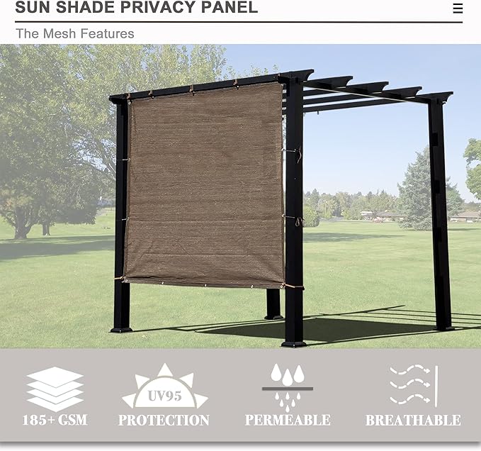 Sun Shade Privacy Panel with Grommets on 4 Sides for Patio, Awning, Window Cover, Pergola or Gazebo (Mocha Brown, 10' x 8')