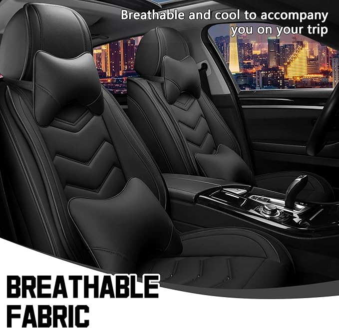 CTDS Car Seat Covers for Chevy Trax 2015-2026, Stylish Sport Seat Cover, Premium Nappa Leather Car Seat Cover. Automobile Seat Covers Sets.(Luxury 2 Seats/Pure Black)