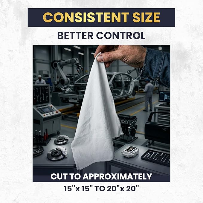 Premium New White Cotton Knit T-Shirt Rags (10 lbs. Box of Rags) - Lint-Free, Soft & Absorbent Cleaning Cloths for Auto, Paint, Garage, Staining & Polishing
