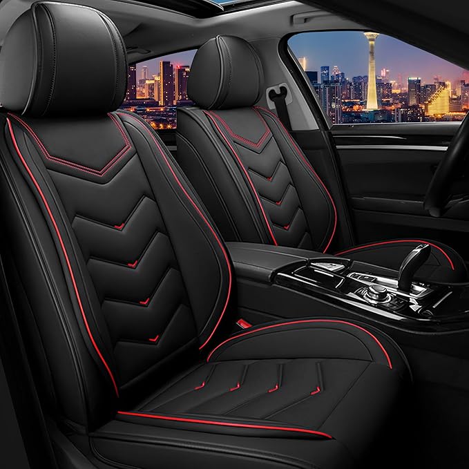 CTDS Car Seat Covers for Chevy Trax 2015-2026, Stylish Sport Seat Cover, Premium Nappa Leather Car Seat Cover. Automobile Seat Covers Sets.(Standard 2 Seats/Black)